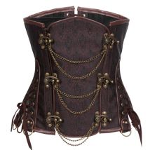 Braunes Steampunk-Unterbrustkorsett mit Stahlstäben, Taillentrainer für Damen, Shapewear, Bustiers und Korsetts, Gothic-Kleidung, Vintage-Korsett