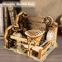 Elektrische 3D-Holzpuzzles Marmor Run Modellbausätze Denkaufgabe Puzzle DIY handgemachtes Weihnachtsgeschenk (ohne Batterie)