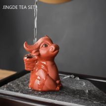 Kreativität Lila Ton Wasser Spray Tee Haustier Handmade Cattle Statue Ornamente Desktop Handwerk