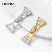 14K Gold Plated Brass Pyramid Pearl Clasps Connector,Inlaid Zircon Fastener Lock Clasps For DIY Jewelry Making Accessories