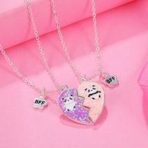 2 Teile/satz Panda Herz Gebrochen Anhänger Halskette BFF Paar Schmuck für Mädchen Mode Freundschaft Beste Freunde Geschenke