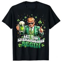 Let The Shenanigans Begin Lustiges MAGA St. Patrick's Day T-Shirt Irische US-Flagge Kobold Make St. Patrick's Day Great Again T-Shirts