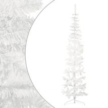 Half thin artificial Christmas tree with white support cm