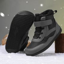 Boys Girls Winter Snow Boots Wide Toe Barefoot Insulated Waterproof Fur Lined Shoes for Kids Cold Weather Outdoor Sneakers