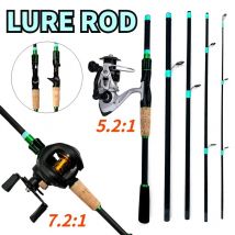 Spinning Angelrute Combo 1,8/2,1 m Ultraleichte Carbon Pole 5,2:1/7,2:1 Geschwindigkeit Übersetzungsverhältnis Baitcastingrolle für Karpfen Angelgerät