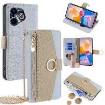 Für Infinix Hot 40i 4G Damen Umhängetasche Brieftasche Telefon Fall Für Infinix Smart 8 HD Flip Fall mit Metall kette Karte Funda Slots