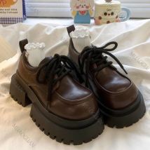 Damen 2025, neue Mary-Jane-Schuhe im japanischen Stil, schwarzbraunes Leder, dicke Sohle, runde Zehen, bequem, quadratischer Absatz, Lolita-Mädchenschuhe
