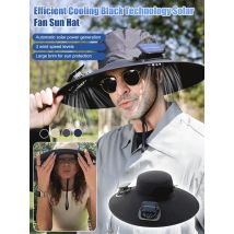 Solarbetriebener Ventilator, Sonnenhut, Kühlhut mit Ventilator, atmungsaktiv, abnehmbarer Ventilator, breite Krempe, Outdoor-Sonnenhut, Herren, Bergsteigen, Fisch