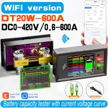 Tester pojemności baterii litowych Tuya WiFi Smart DC 0-420V, cyfrowy wyświetlacz DC, miernik prądu, napięcia, ładunku i mocy DT20W