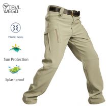 TRVLWEGO Herren-Outdoor-Hose, lässig, Trekking, schnell trocknend, leicht, wasserdicht, Wander-Cargohose mit 6 Taschen, Herbst