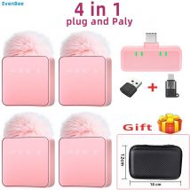 1 In 4 Pink Noise Canceling Lavalier Microphone With Windproof Cap Wireless Mute Function For Cell Phone Portable Audio Video