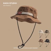 Outdoor Wandern Camping Sonnenschutz Herren Caps Frühling und Sommer New American Retro Casual Kordelzug Eimer Hüte für Frauen