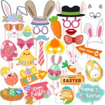 Ostern Party Photo Booth Prop Niedlichen Kaninchen Ei Muster Photobooth Selfie Prop Frohe Ostern Party Dekoration Frühling Party Supplies