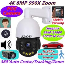 SZJCAY IR 150 m 8MP 4K Wireless WiFi Surveillance Camera 990x Zoom,Outdoor High Speed Dome PTZ POE IP Camera Human Tracking