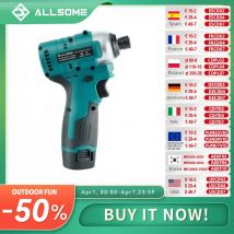 Allsome 12-Volt Lithium-Ionen-Akku 1/4 in. Sechs kant schrauben dreher 12V Taschen treiber Kit mit 1 Batterie, Ladegerät