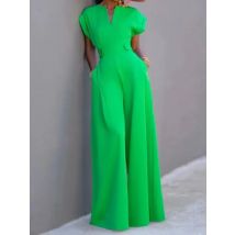 Faionable V-ne Wide Leg Jumpsuit Women's High Waist Straight Cut Casual Pants All-match Sle Spring Summer Autumn