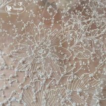 Perlen Perlen Pailletten Hochzeitskleid Braut Große Blume Spitzenstoff. Rayon-Stickerei. DIY Nähzubehör RS 252285
