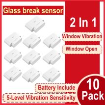 2025 Sensori di vibrazione wireless 433 MHz e trigger aperto 2 in 1 per rottura vetro per sistema di allarme di sicurezza per porte e finestre