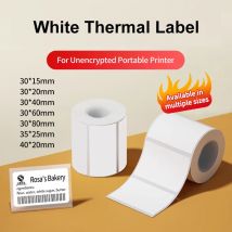 30/40 mm Breite, weißes, selbstklebendes Thermoetikett, langlebig, bedruckbar, Rollenaufkleber, Papiere, Barcode, Preis, Haushalt, Büro, Aufbewahrungsetikett