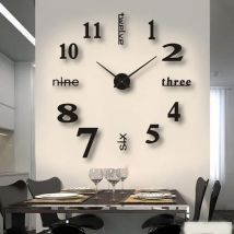 Bezdźwiękowy 90 do 120 cm Duży plakat z numerem 3D Dekoracja domu DIY Zegar ścienny do salonu