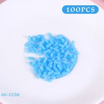 【M】 100 Stück blaue Silikon-Weltraumbohnen, Meerskarpfen, Fliegenfischen, Puffer, ovaler Stopper, Angelschwimmer, Angel-Bobber-Zubehör