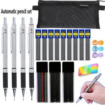 Anti-Rutsch-weiches Set mit Griff, Metall-Druckbleistift, 0,5/0,7/0,9/2,0 mm, Aktivität, automatischer Bleistift, Zeichnen, Skizzieren, Schreiben