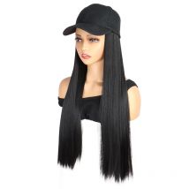 Synthetic Hat Wig with Long Straight Hair Baseball Cap Hair Extension Adjustable Style Convenient All-in-One Design for Women
