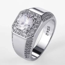 Luxus 925 Sterling Silber Männer AAA Kristall Zirkon Stein Ehering Brillante Edle Engagement Engage Party Plata Ringe Stempel