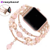 Perlenperlen für Apple Watch Band 41 mm 45 mm 44 mm 40 mm Wunderschönes handgefertigtes Damenarmband für iWatch Serie 9 8 6 SE 5 42 mm Armband