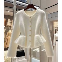 Koreanische O Neck Knit frauen Pullover Strickjacke Herbst Mode Outwears Strickwaren Jacken Weibliche Beige Weiche Strickjacke Tops