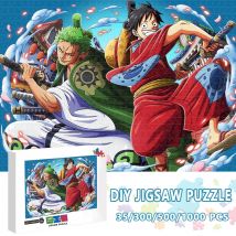 One Piece Puzzles Japanisches Anime 300/500/1000 Teile Holzpuzzle Ruffy Roronoa Zoro Lernspielzeug für Erwachsene Kinder