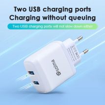 2-portowa ładowarka USB Biała standardowa wtyczka UE Ładowanie telefonu komórkowego dla iPhone'a Samsung iOS Android Uniwersalna ładowarka ścienna