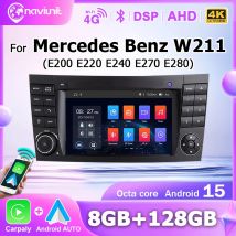 Autoradio 2Din Android 15 per Mercedes Benz Classe E W211 E200 E220 E300 E350 E240 E280 CLS, Lettore Multimediale con GPS, Carplay e BT