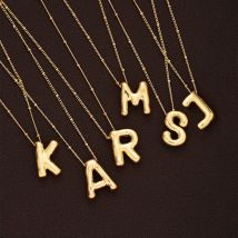 Vergoldete klobige Alphabet Ballon Blase Anfangs buchstabe Anhänger Halskette für Frauen Männer Junge Mode personal isierte Schmuck Geschenke