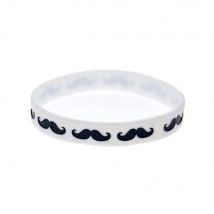 1 PC Moustache Silicone Bracelet Music Gift Rubber Wristband Black And White Adult Size