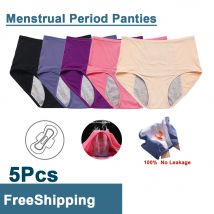5 unids/set de bragas menstruales a prueba de fugas, ropa interior para mujer, pantalones sexis, ropa interior fisiológica de talla grande, calzoncillos impermeables