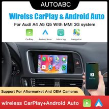 AUTOABC Wireless CarPlay Android Auto Interface Adapter für Audi A4 B8 A5 Q5 2009–2015 mit AirPlay Mirror Link unterstützte Kamera