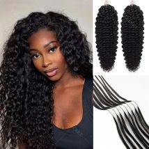 Deep Wave Crochet Human Hair Bundles Boho Braid Hair 100% Remy Pre-Separated Feather Invisible Crochet Hair Extensions For Women