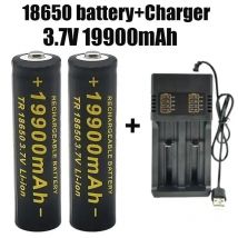 Batteria ricaricabile agli ioni di litio 18650 3,7 V 19900 mAh con selezione di pacchetti caricabatterie inclusi, adatta per torce elettriche, ecc.