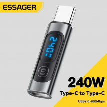 Essager USB C 3,0 OTG adaptador tipo C a USB tipo C PD 240W pantalla Digital adaptador de datos 100W para Macbook Pro Air Samsung