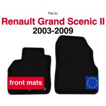 Veloursmatten vorne für Renault Grand Scenic II Minivan (2003-2009) – Schwarz (2 Stück)