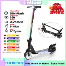 Patinete eléctrico RCB R12 para niños de 6 a 12 años, luces coloridas, scooter eléctrico plegable de 6,5", pantalla LED, scooter eléctrico liviano