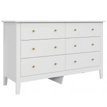 Getone Sideboard Komodenschrank,Kommode mit 6 Schubladen,Kommode weiß,133x45x79,5cm Schlafzimmer für Esszimmer, Wohnzimmer