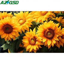 AZQSD Diamant-Gemälde, Sonnenblume, Blume, Kreuzstich, Stickerei, Blumenmosaik, voller quadratischer/runder Bohrer, Bild, Strasssteine, Geschenk