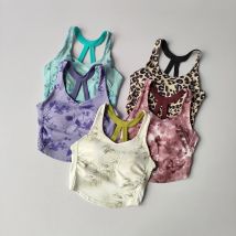 2025, neue Sommer-Yoga-Weste für Frauen, festes Brustpolster, eleganter chinesischer Stil, BH, bedruckt, ärmellos, professionelle Sport-Körperjacke
