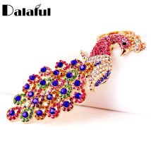 Dalaful Gallant Volle Kristall Pfau Schlüssel Ketten Ringe Halter Edlen Handtasche Tasche Schnalle Anhänger Für Frauen Schlüsselanhänger Schlüsselanhänger K282