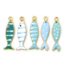 5 pz Pesce Blu Verde Smaltato Paillettes Pendenti e Ciondoli In Lega di Zinco Pendenti Animali Collana FAI DA TE Orecchini per Le Donne Risultati Dei Gioielli