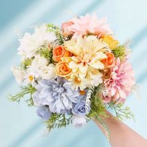 Künstliche Rosenblüten, Hochzeitskranz, Heimdekoration, Brautstrauß, bunter Blumenstrauß, Gartenseide, Dahlie, Hortensien, Vasenfüller, Produkt