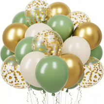 30 Stück Salbeigrün Sand Weißgold Konfetti Luftballons Set für Geburtstag Hochzeit Babyparty Abschlussfeier Eukalyptus Partydekorationen