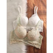 BANERDANNI Damen-Dessous-Set aus leichter Luxus-Spitze, gepolsterter Push-Up-BH und Höschen-Set, kabellos, Anti-Durchhängen, Komfort, sexy Unterwäsche